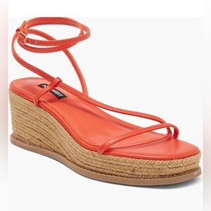 New Nine West Alexx Platform Wedge Sandal Strappy Minimalist Red #682